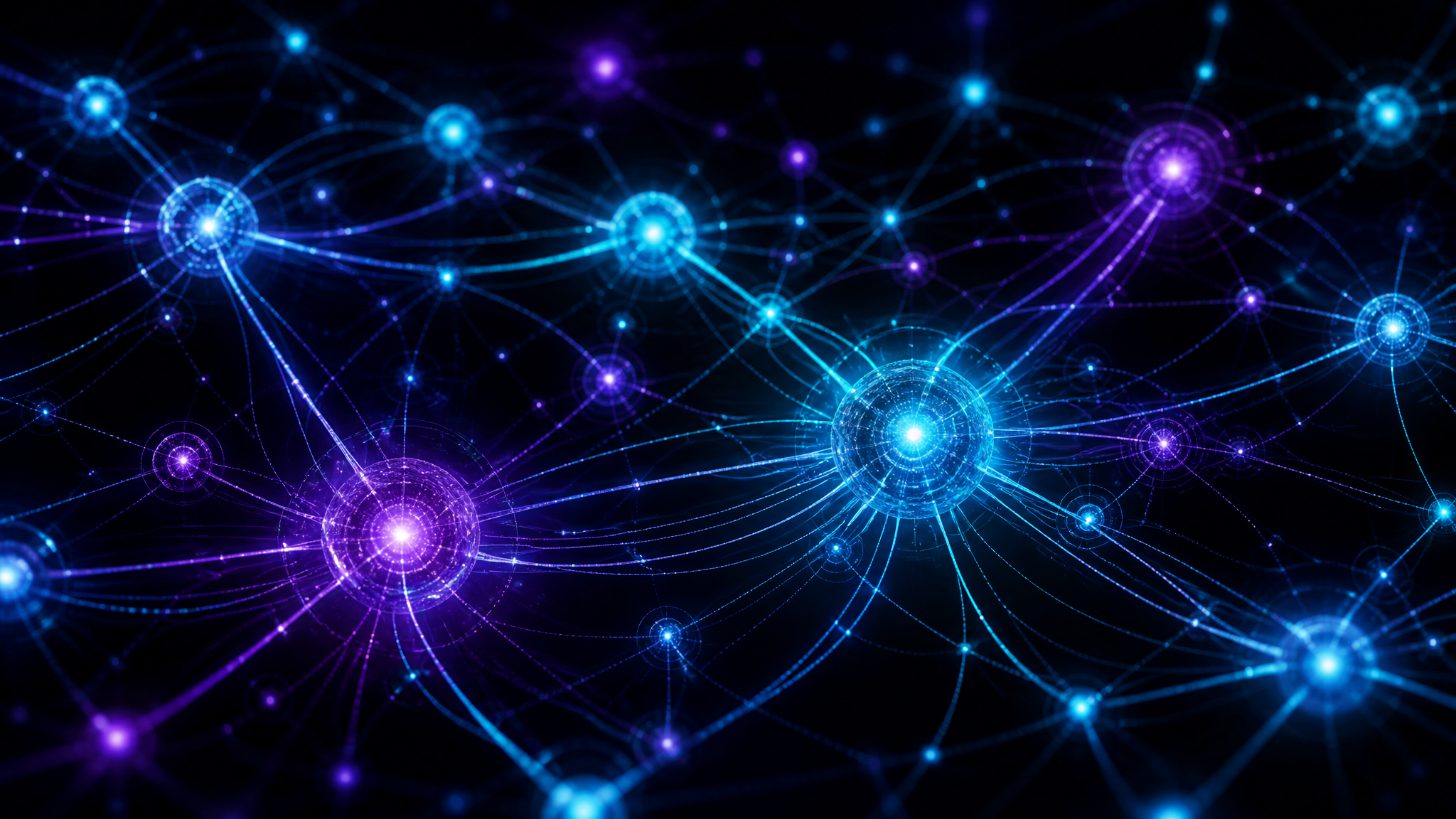 Neural network visualization with glowing data pathways